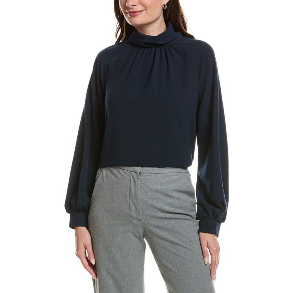Brooks Brothers Womens  High Neck Blouse, Navy